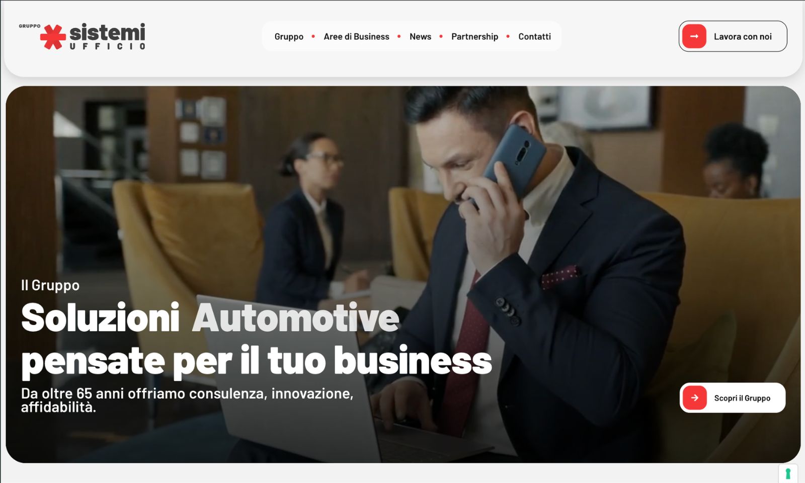 Screenshot del sito Gruppo Sistemi Ufficio